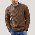 Men’s Cable Knit Sweater Crew Neck Textured Long Sleeve