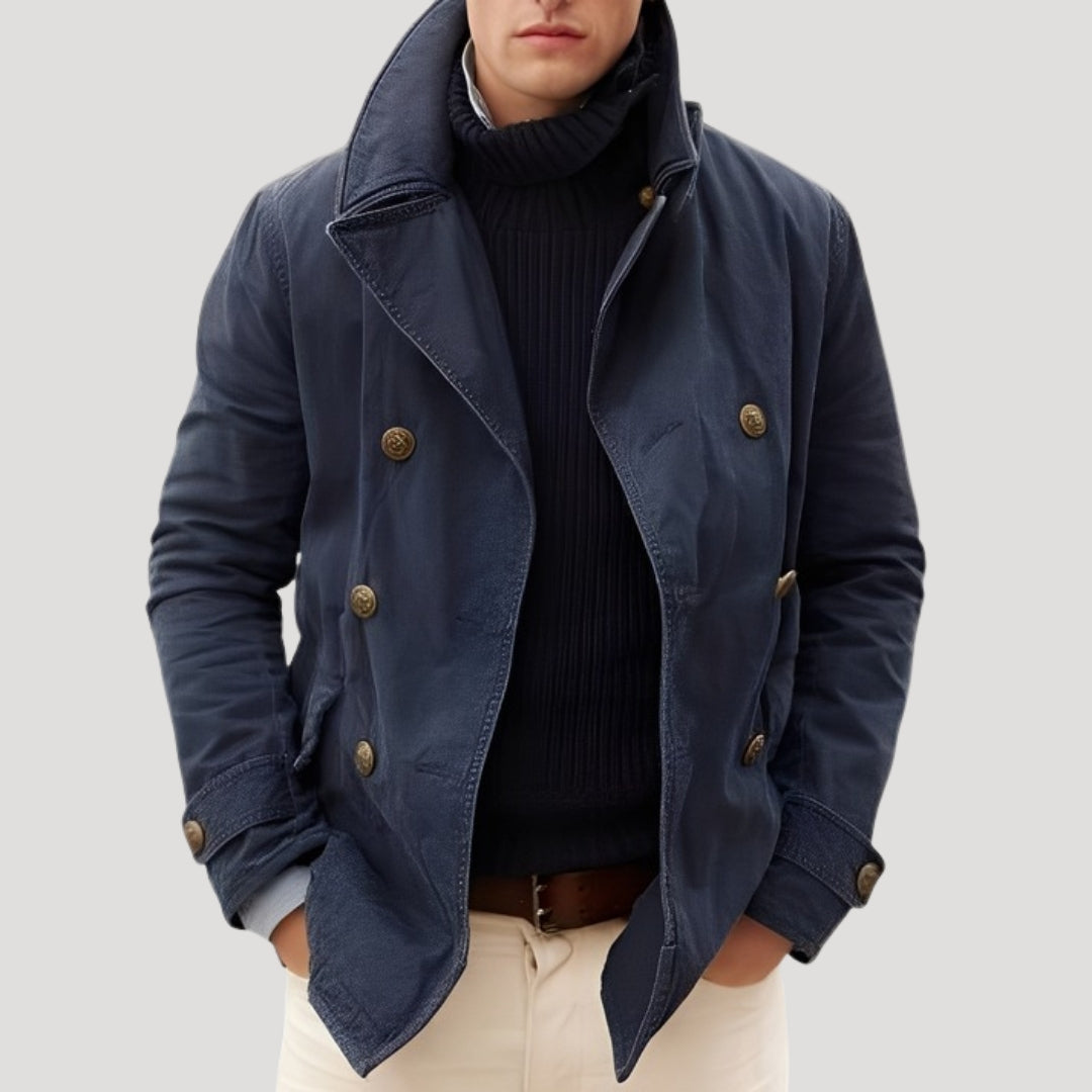 Men’s Double Breasted Trench Coat Classic Button Front Jacket