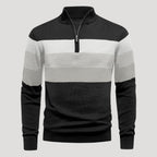 Men’s Striped Quarter Zip Sweater Casual Knit Pullover Top