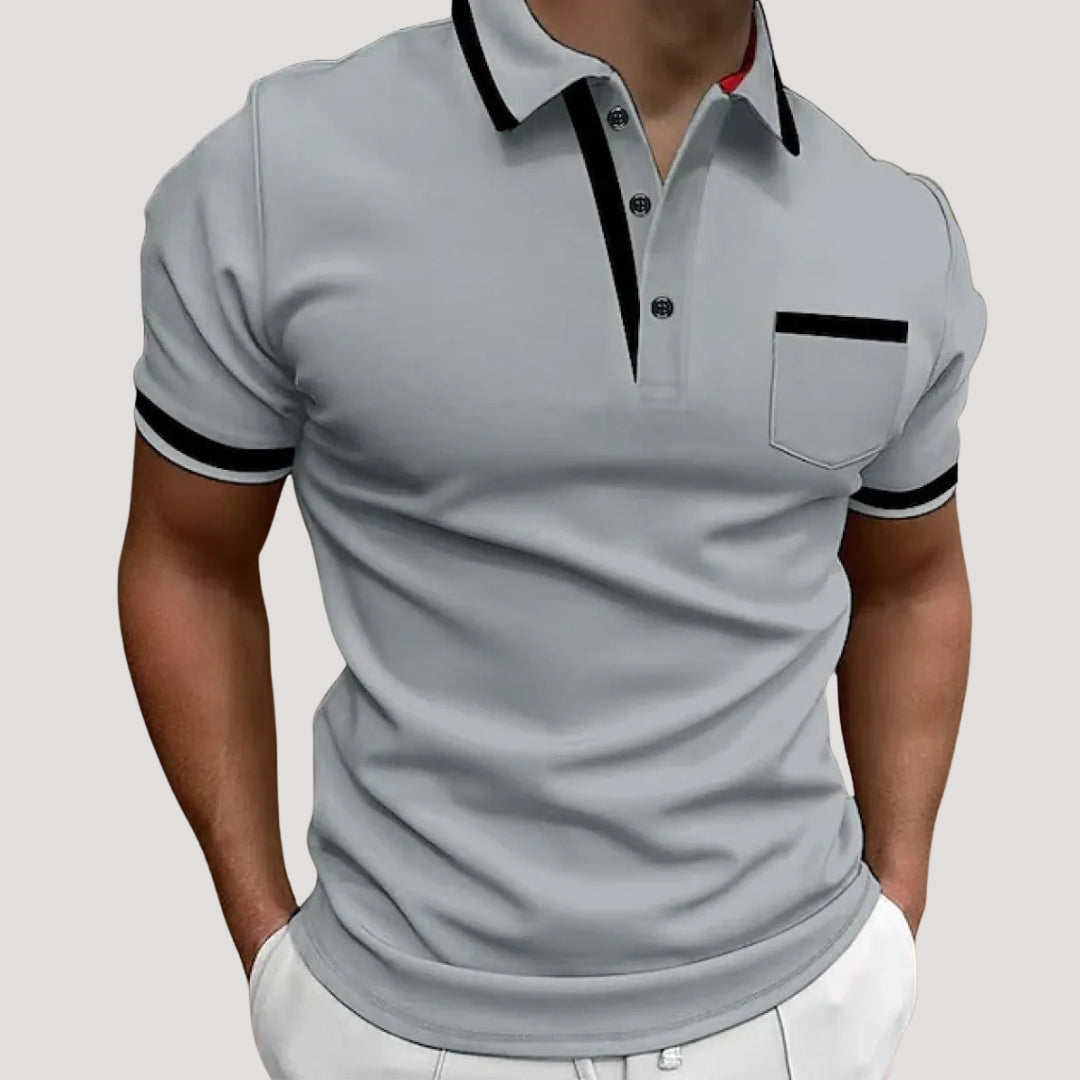 Men’s Short Sleeve Polo Shirt Contrast Trim Casual Fit