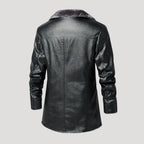 Men’s Faux Leather Shearling Longline Button Coat Jacket