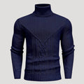 Men’s Ribbed Turtleneck Knit Sweater Slim Fit Pullover