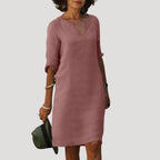 Women’s Summer Dress Casual Midi Shift V Neck Sleeve