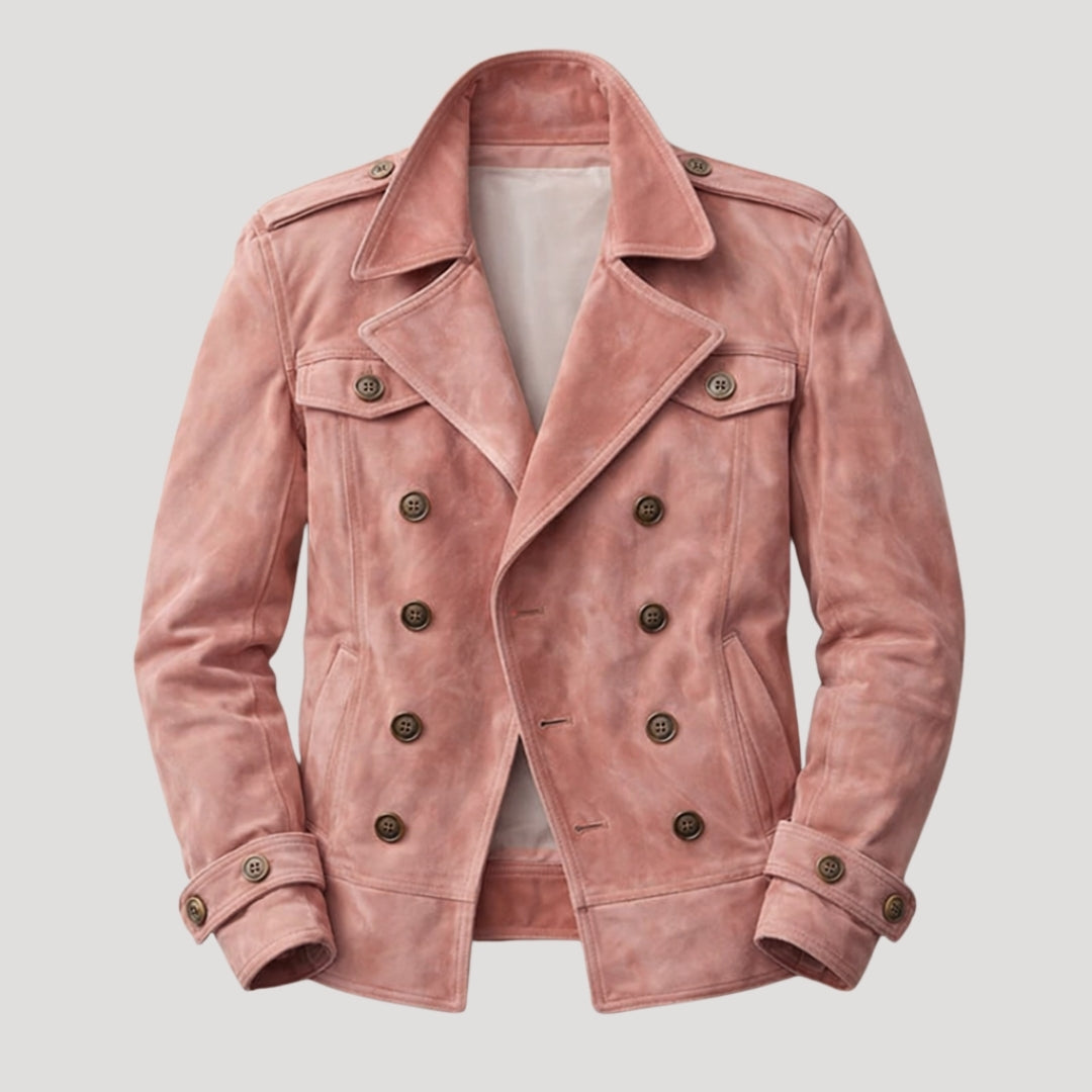 Men’s Leather Jacket Biker Moto Double Breasted Slim Fit