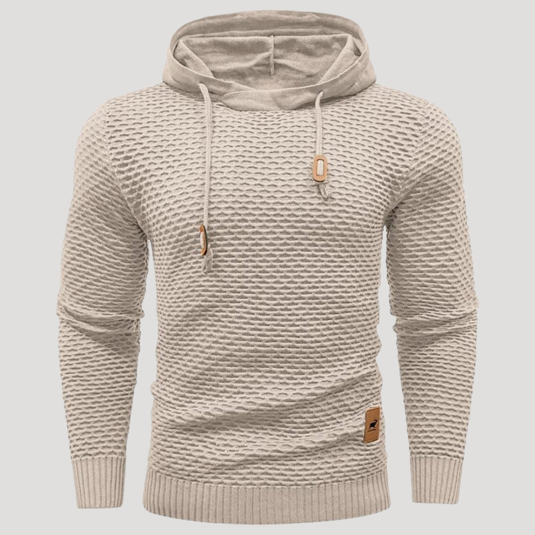 Men’s Textured Knit Pullover Hoodie Long Sleeve Sweater