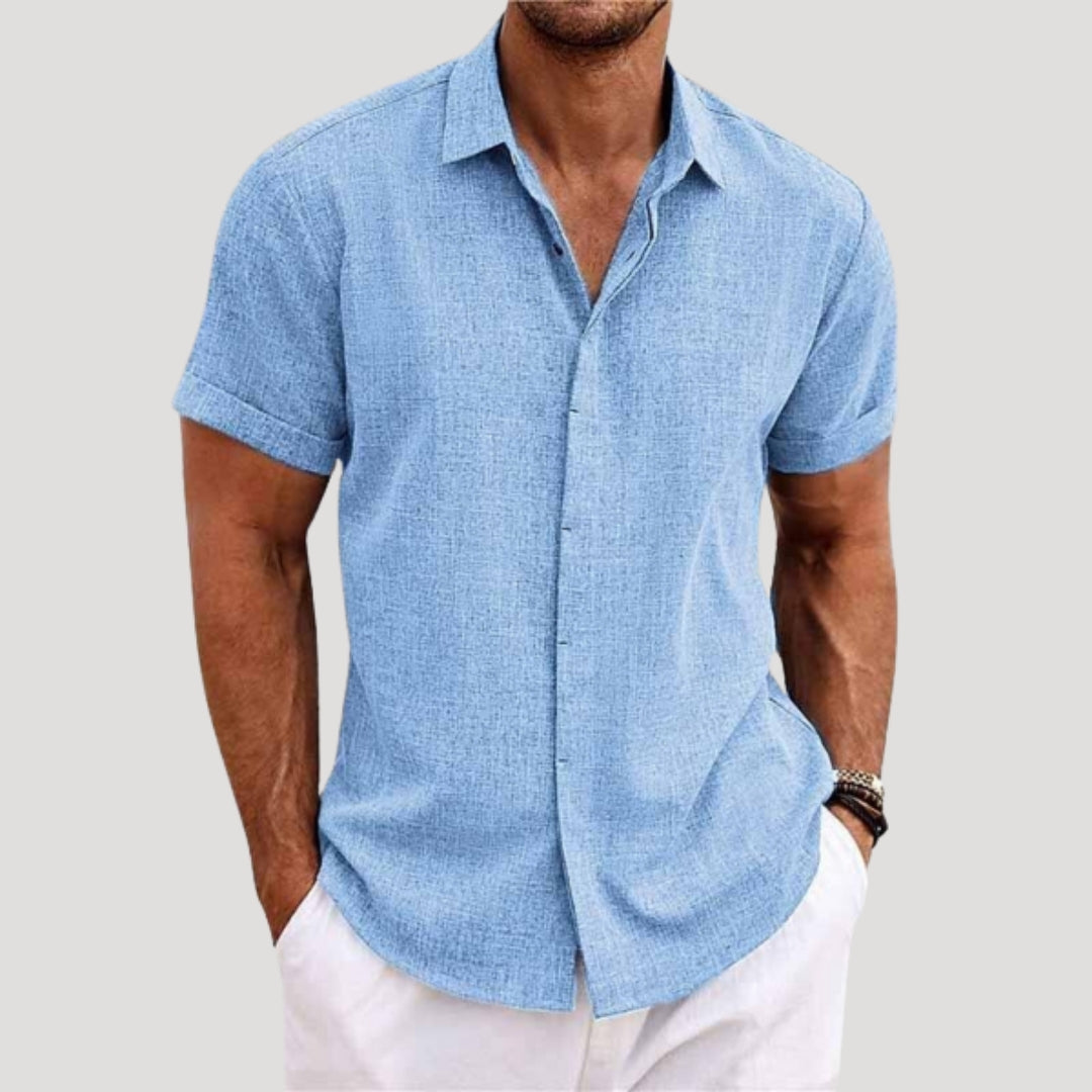 Men’s Short Sleeve Shirt Button Up Casual