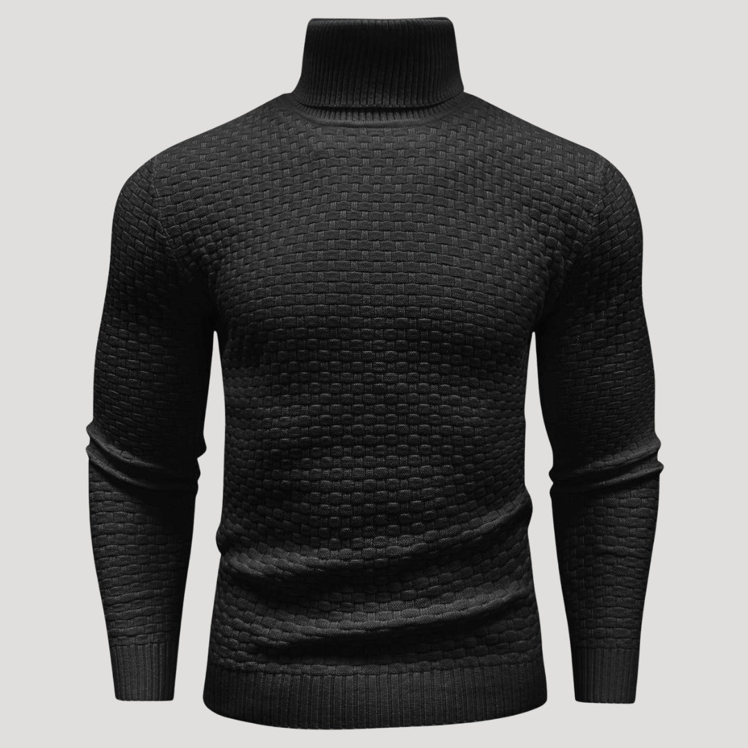 Men’s Textured Turtleneck Knit Sweater Casual Pullover Top