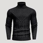 Men’s Ribbed Turtleneck Knit Sweater Slim Fit Pullover