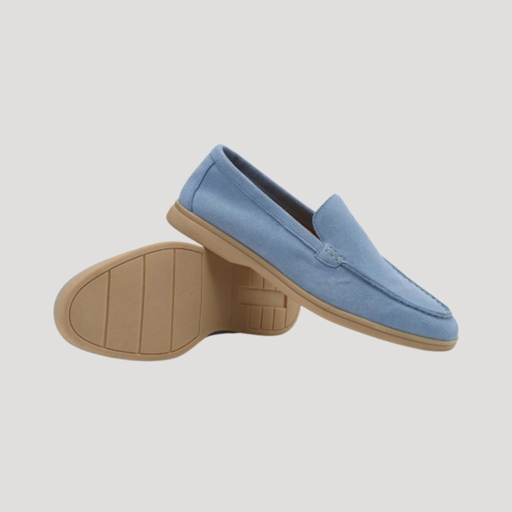 Men’s Blue Suede Loafers Slip On Casual Lightweight Shoes