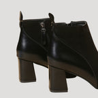 Women’s Ankle Boots Block Heel Zip Leather Short