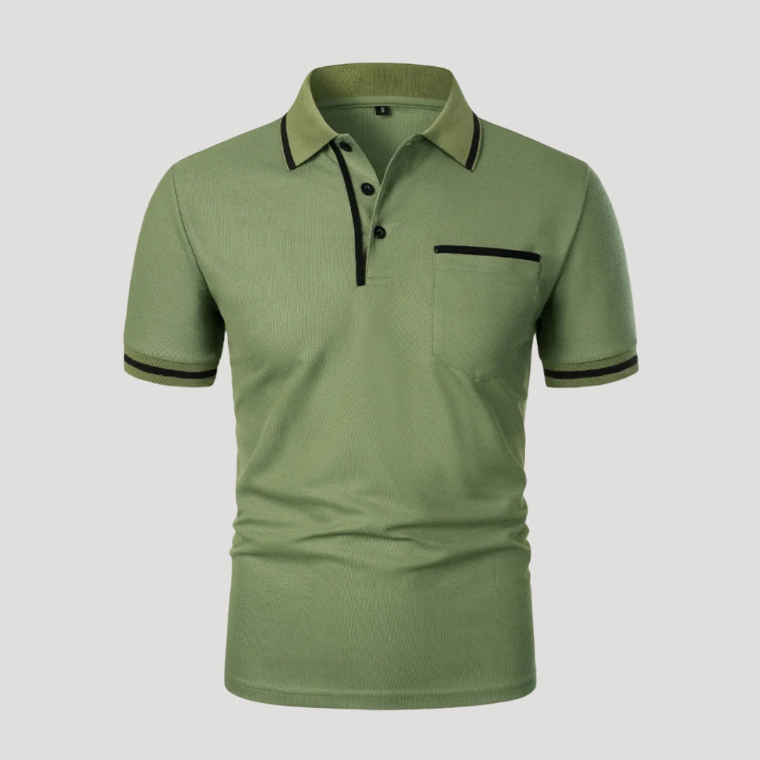 Men’s Short Sleeve Polo Shirt Contrast Trim Casual Fit