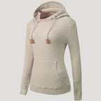 Women’s Knit Pullover Hoodie Casual Long Sleeve Waffle Sweatshirt