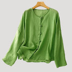 Women’s Blouse Linen Top Long Sleeve Flowy Loose