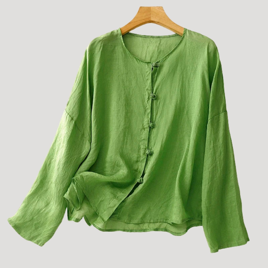 Women’s Blouse Linen Top Long Sleeve Flowy Loose