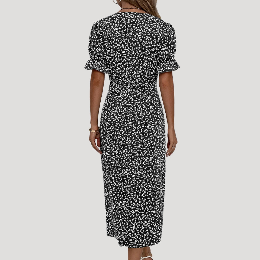 Women’s Summer Dress Midi Wrap Floral Casual V Neck