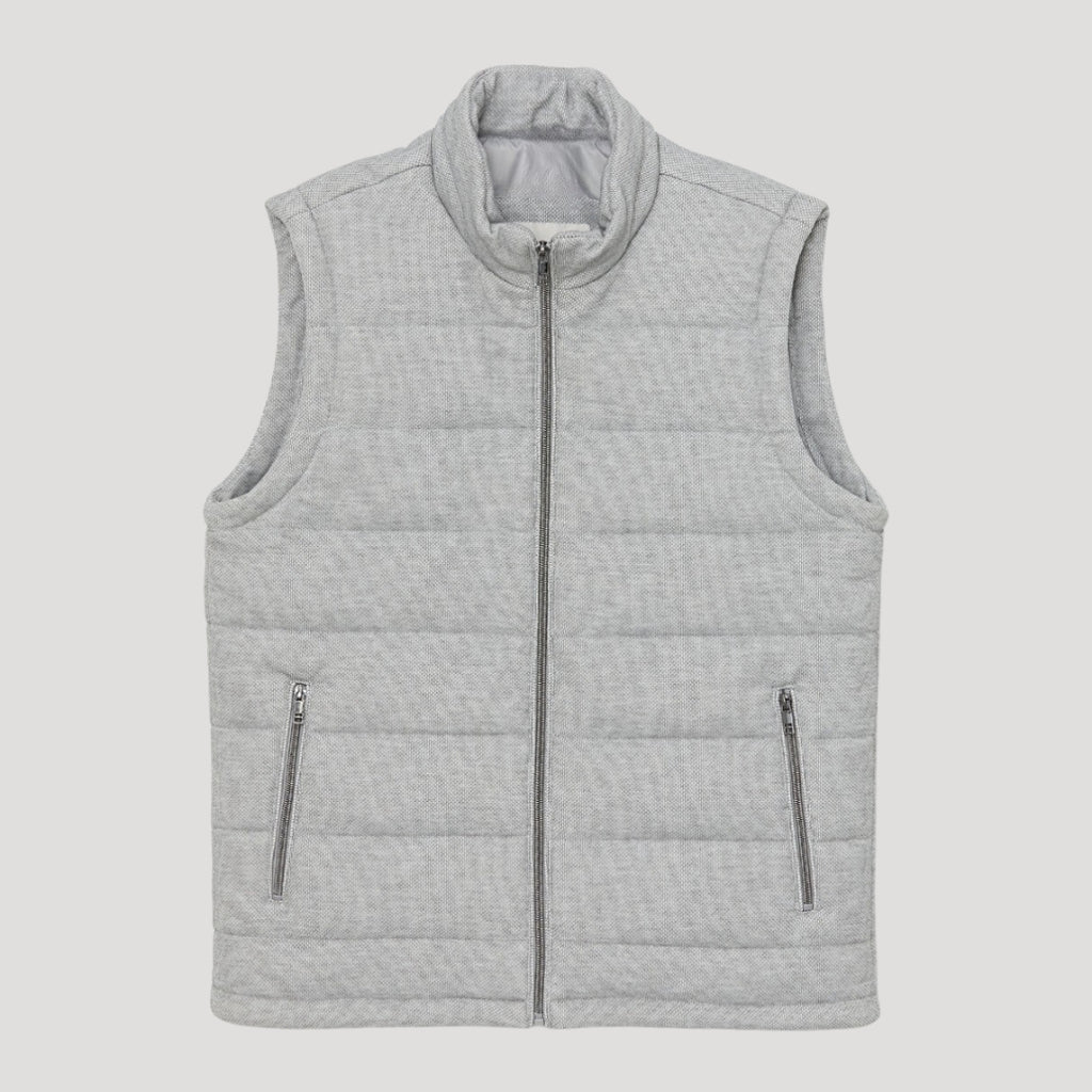 Men’s Puffer Vest Quilted Gray Sleeveless Jacket