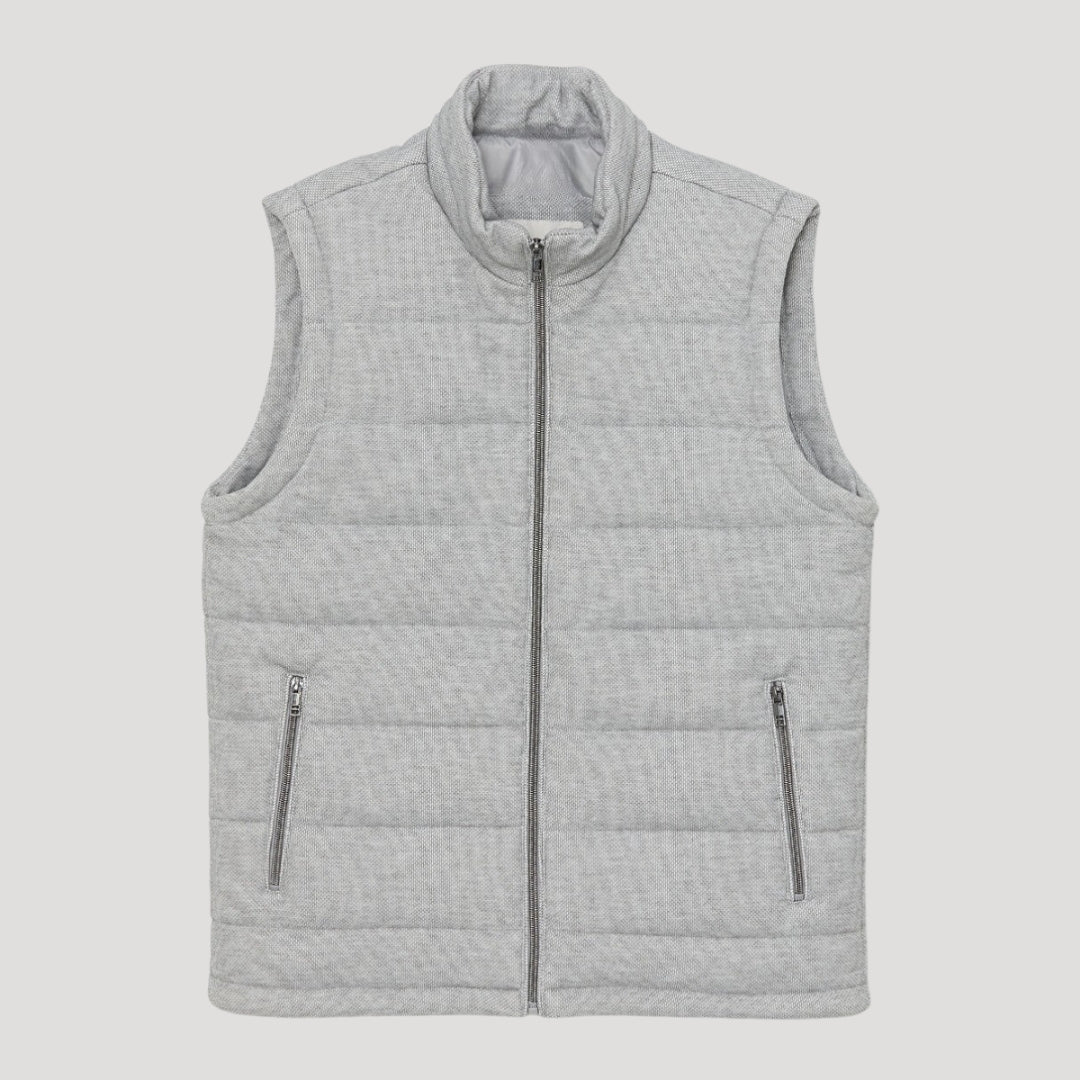 Men’s Puffer Vest Quilted Gray Sleeveless Jacket