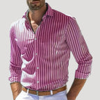 Men’s Striped Button Down Shirt Slim Fit Long Sleeve Top