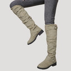 Women’s Knee High Boots Slouch Buckle Flat Riding Casual