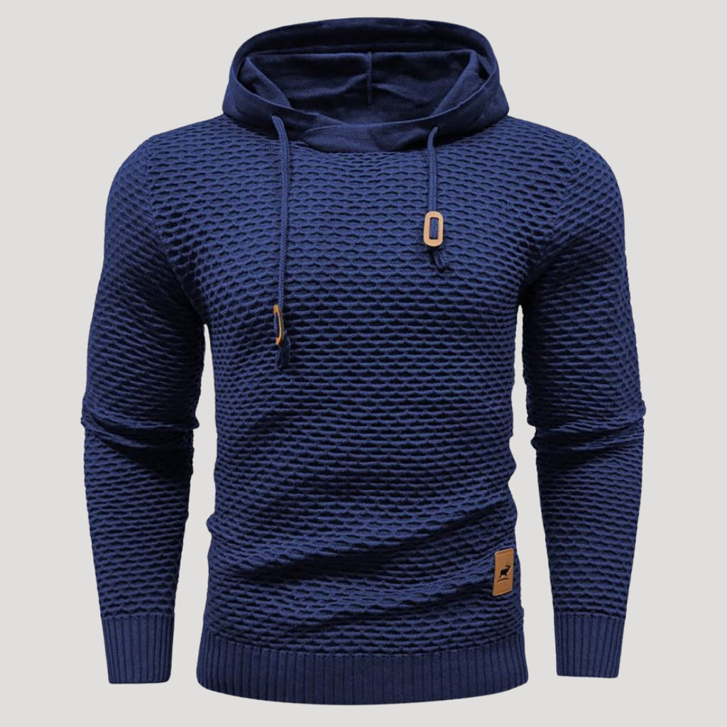 Men’s Textured Knit Pullover Hoodie Long Sleeve Sweater