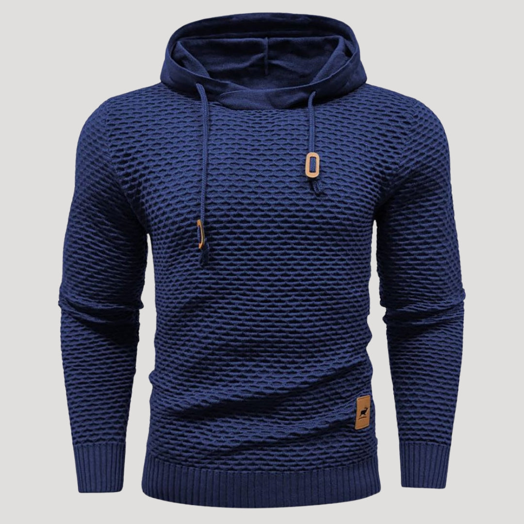 Men’s Textured Knit Pullover Hoodie Long Sleeve Sweater