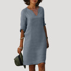 Women’s Summer Dress Casual Midi Shift V Neck Sleeve