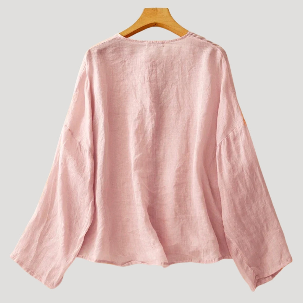 Women’s Blouse Linen Top Long Sleeve Flowy Loose