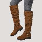 Women’s Knee High Boots Slouch Buckle Flat Riding Casual