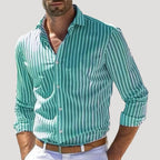 Men’s Striped Button Down Shirt Slim Fit Long Sleeve Top