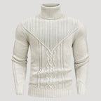Men’s Ribbed Turtleneck Knit Sweater Slim Fit Pullover