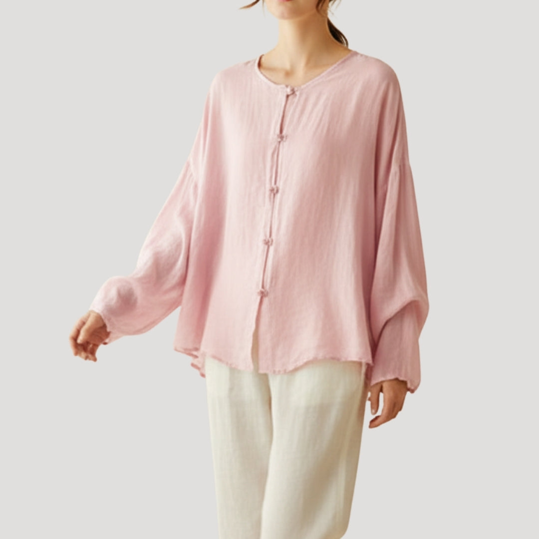 Women’s Blouse Linen Top Long Sleeve Flowy Loose