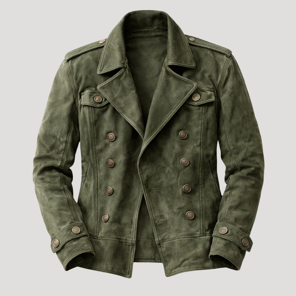 Men’s Leather Jacket Biker Moto Double Breasted Slim Fit