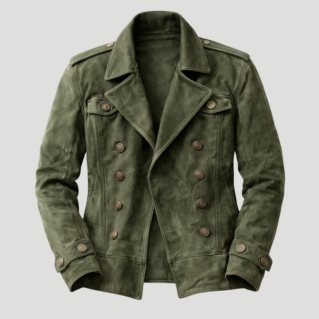 Men’s Leather Jacket Biker Moto Double Breasted Slim Fit