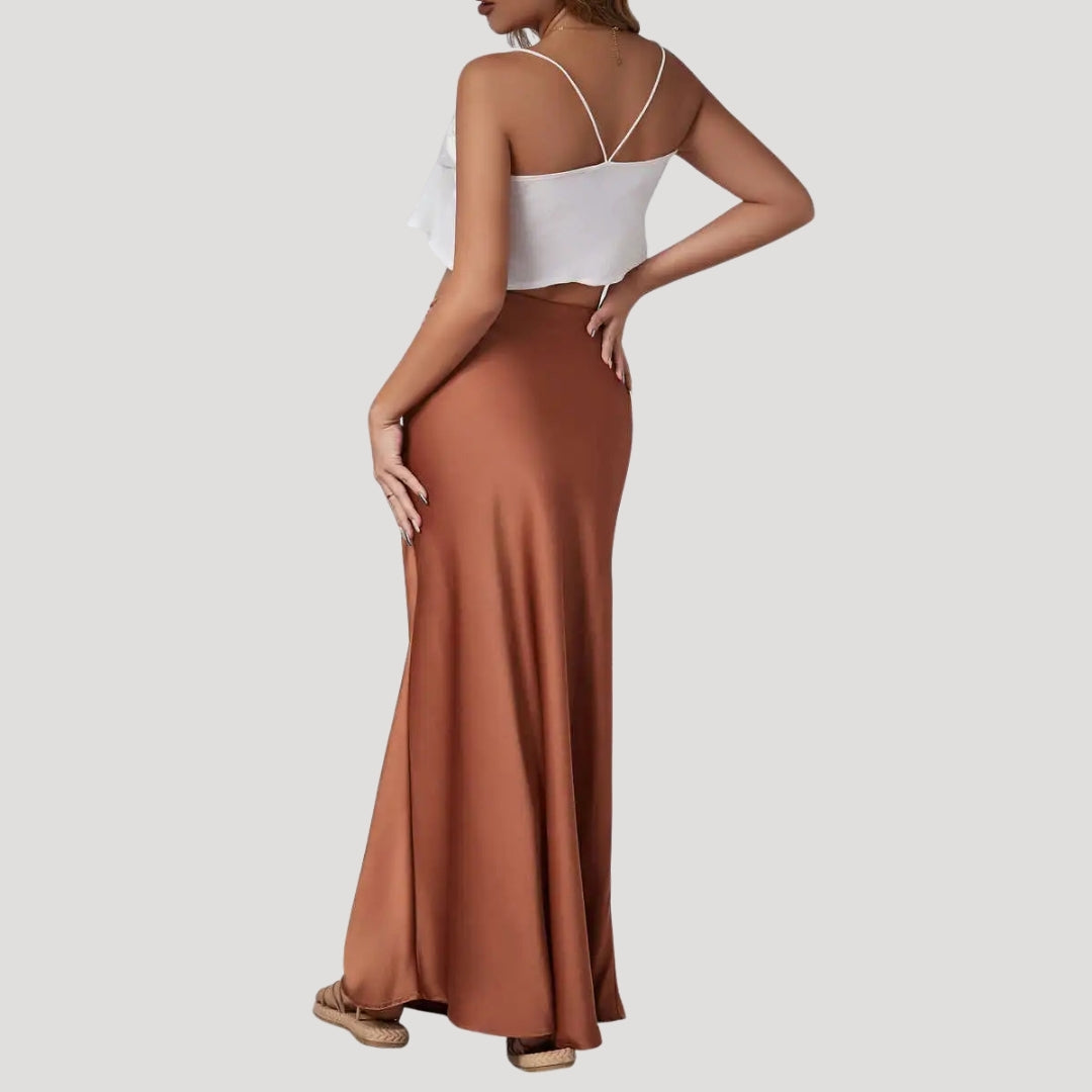 Women’s Long Skirt Maxi Satin High Waist A Line Slip
