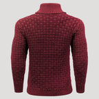 Men’s Textured Shawl Collar Knit Sweater Casual Pullover