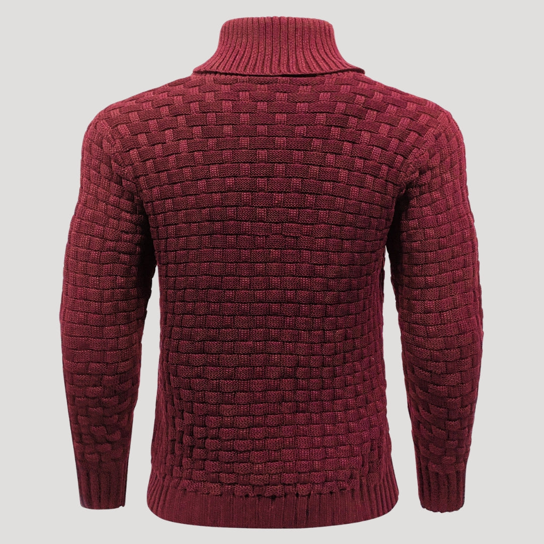 Men’s Textured Shawl Collar Knit Sweater Casual Pullover