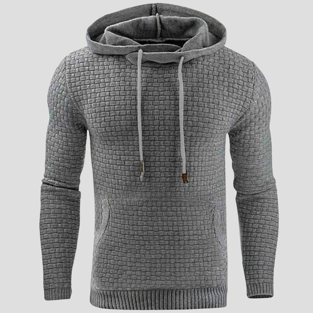 Men’s Waffle Knit Pullover Hoodie Casual Long Sleeve Sweatshirt