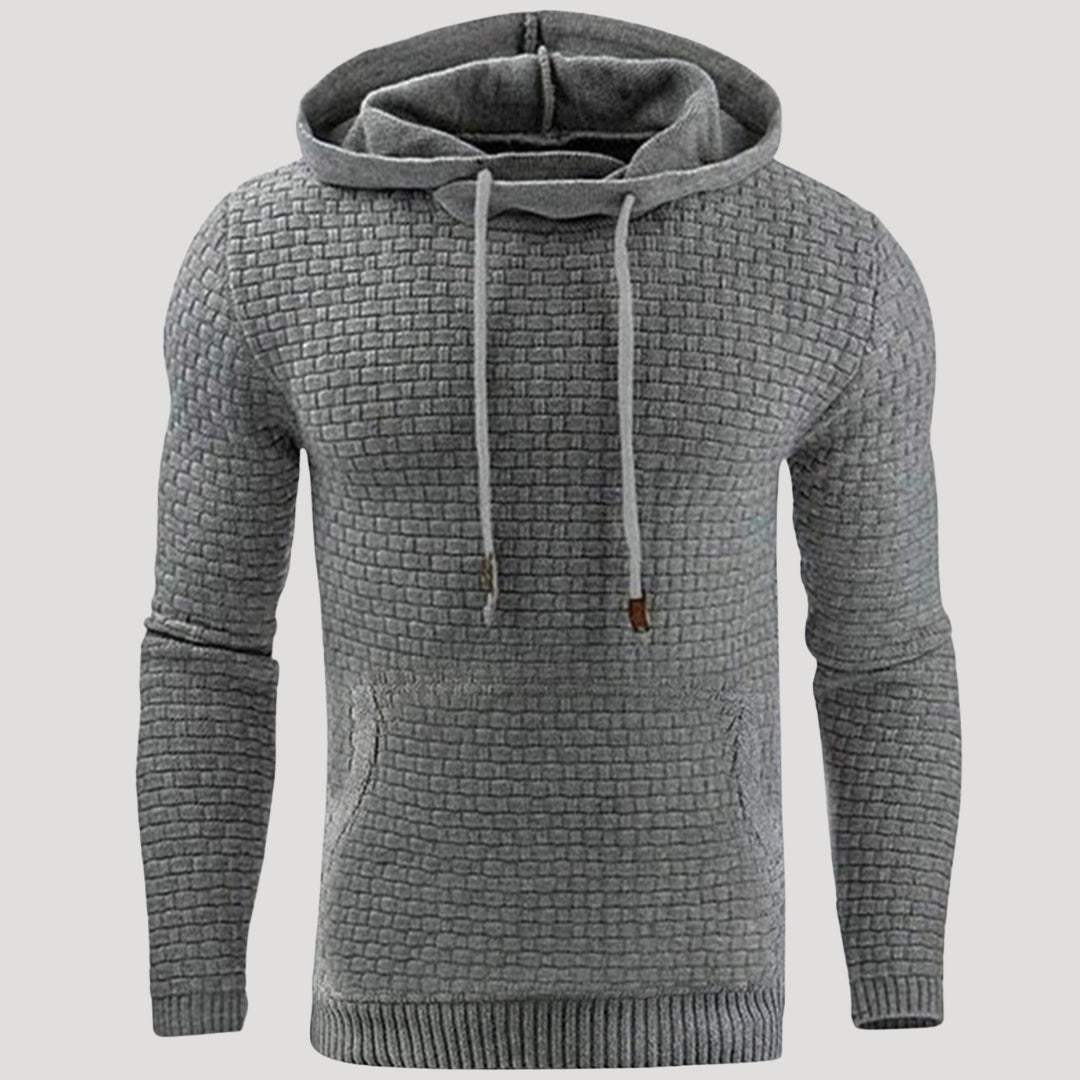 Men’s Waffle Knit Pullover Hoodie Casual Long Sleeve Sweatshirt
