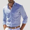 Men’s Striped Button Down Shirt Slim Fit Long Sleeve Top