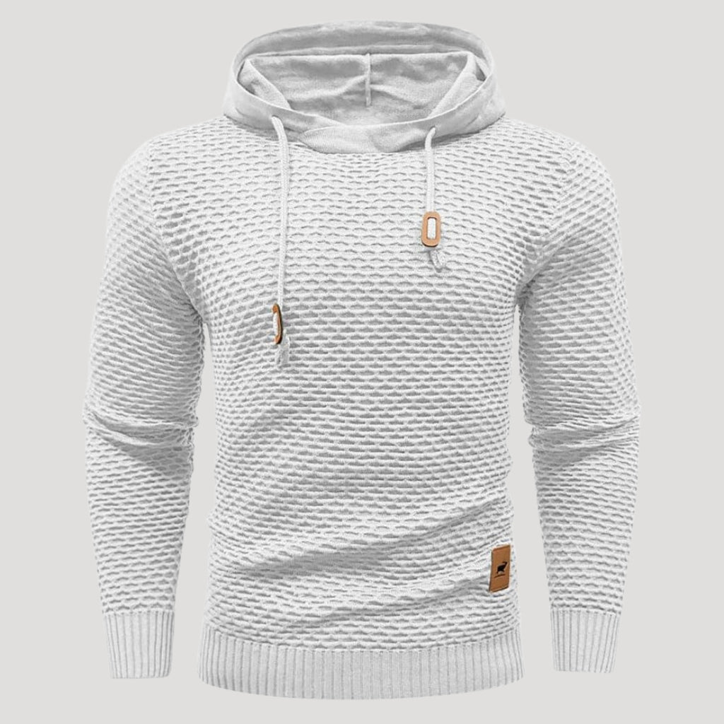 Men’s Textured Knit Pullover Hoodie Long Sleeve Sweater