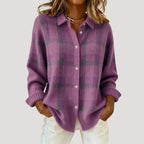 Women’s Plaid Button Front Knit Cardigan Oversized Fit