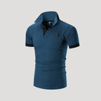 Men’s Short Sleeve Henley Polo Shirt Slim Fit Casual Top