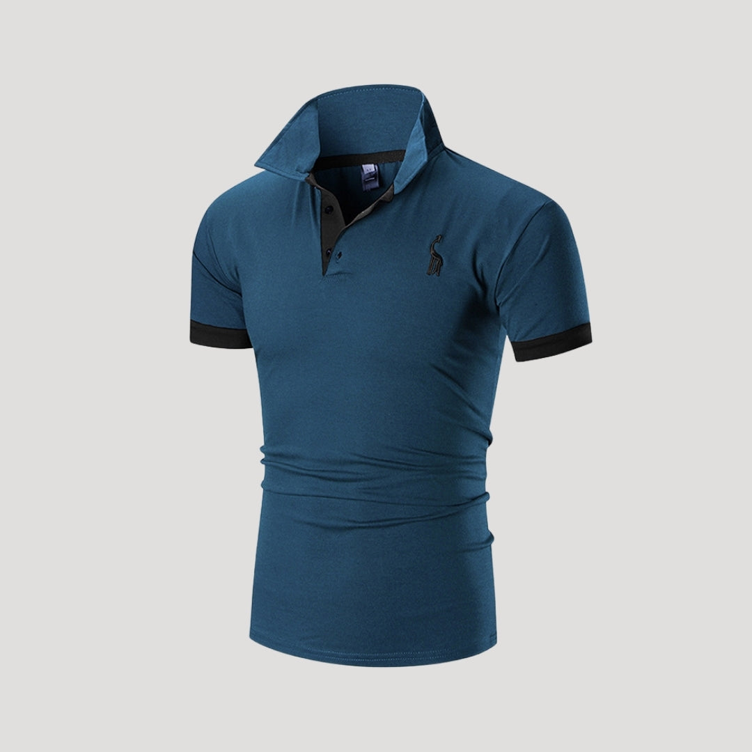 Men’s Short Sleeve Henley Polo Shirt Slim Fit Casual Top