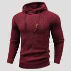 Men’s Textured Knit Hoodie Casual Long Sleeve Pullover Top