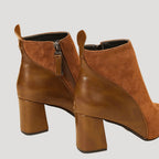 Women’s Ankle Boots Block Heel Zip Leather Short