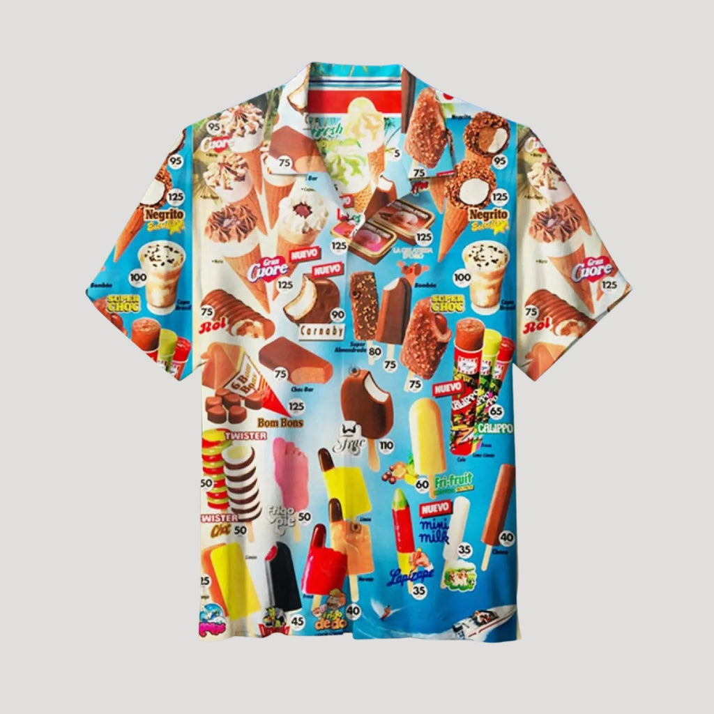 Men’s Printed Short Sleeve Shirt Relaxed Button Up