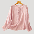 Women’s Blouse Linen Top Long Sleeve Flowy Loose
