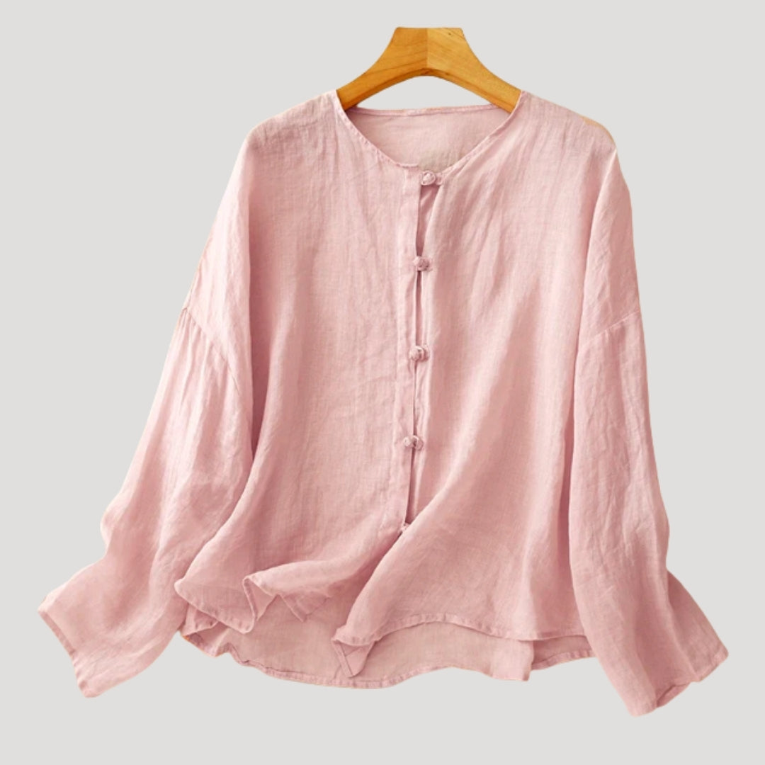 Women’s Blouse Linen Top Long Sleeve Flowy Loose