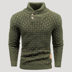 Men’s Textured Shawl Collar Knit Sweater Casual Pullover