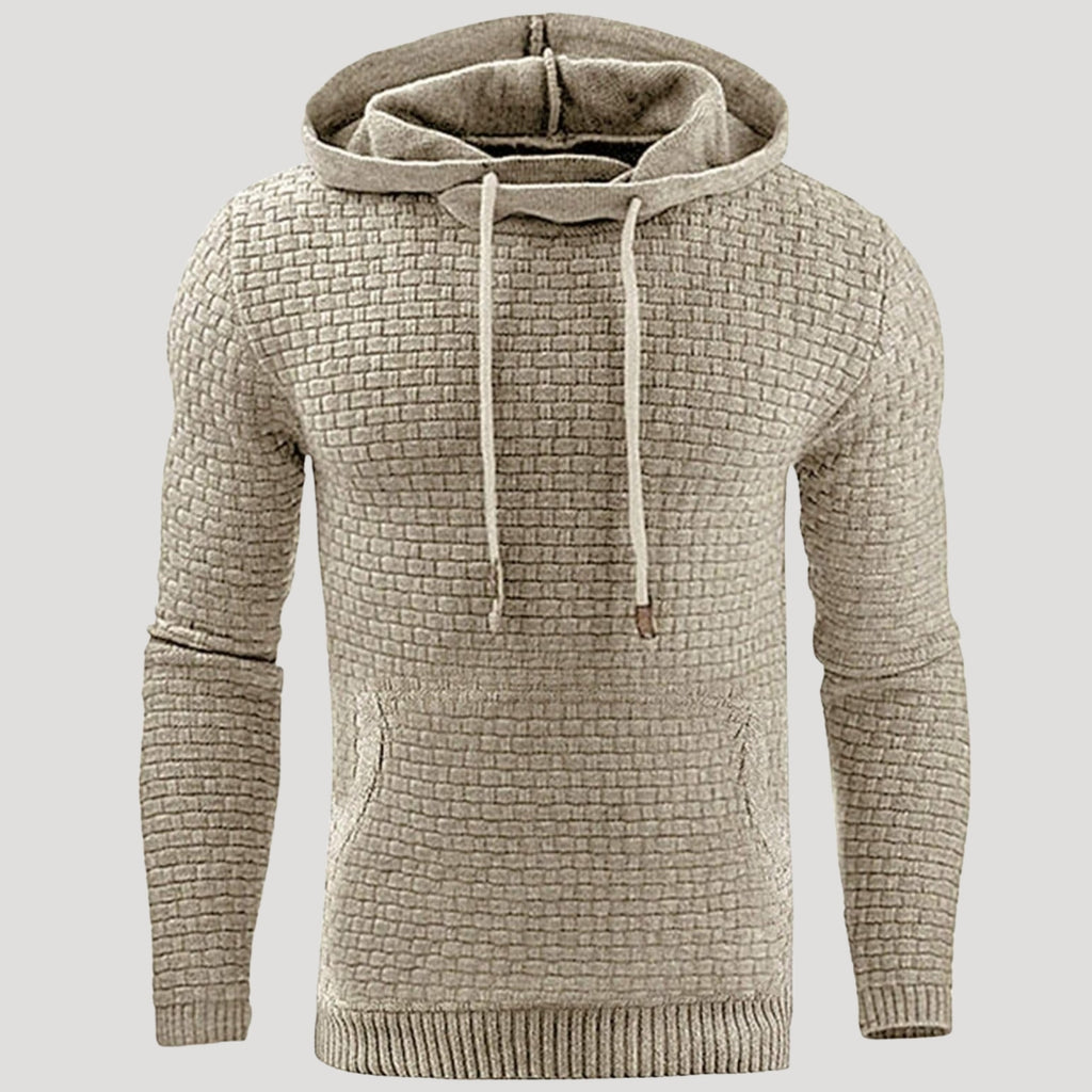 Men’s Waffle Knit Pullover Hoodie Casual Long Sleeve Sweatshirt
